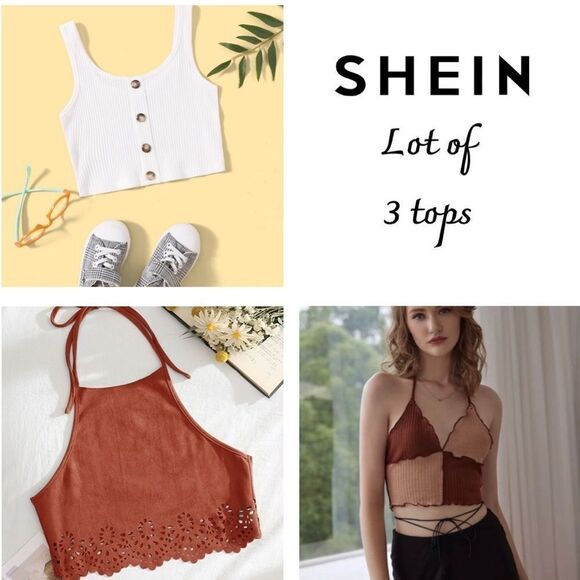 SHEIN 3 Piece Top Lot Halters and Crop Tops S NWOT - Picture 1 of 16